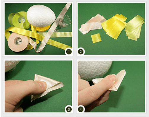Пасхальные яйца из атласных лент своими руками в технике канзаши и артишок