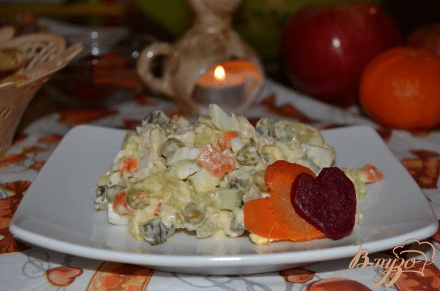 Вкусные рецепты салата оливье к Новому году 2018. Классическое приготовление с языком, курицей и свежим огурцом